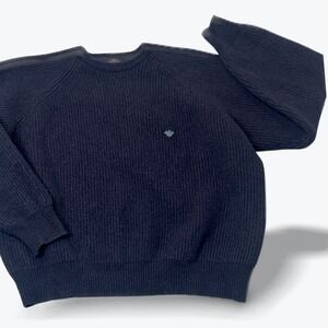 Emporio Armani Wool Knit Sweater Boys Navy Blue US XL Crewneck Logo Vintage Rare